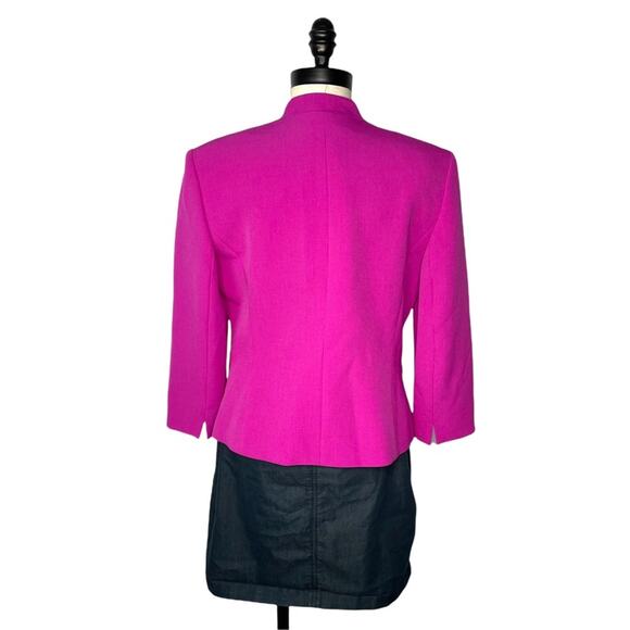 Nipon Boutique Blazer 1 Button Pockets Fuschia Pink 4 EUC - Picture 2 of 12